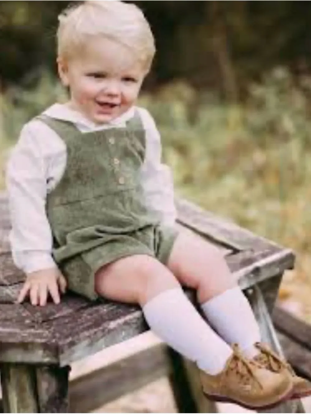 Precious Luli Boys olive green corduroy overall set.